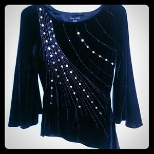 Anne Carson,Size M,Black Sequined Blouse